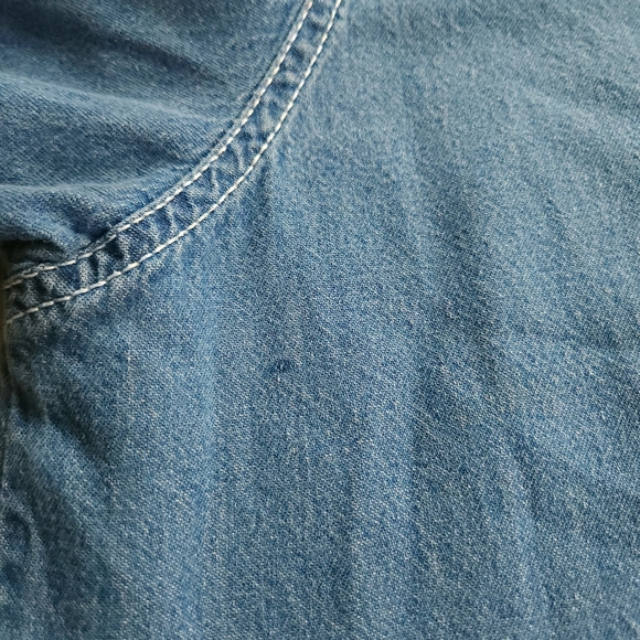 Vintage Snoopy Peanuts Chambray Denim Button Up Pocket Shirt 14w/16w - Picture 7 of 7